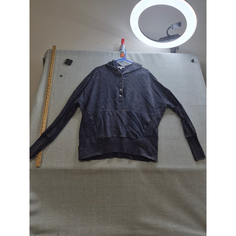 Vintage Aemi+Co Oversized Hoodie Womens Large Navy Blue Acid Wash Henley Neck